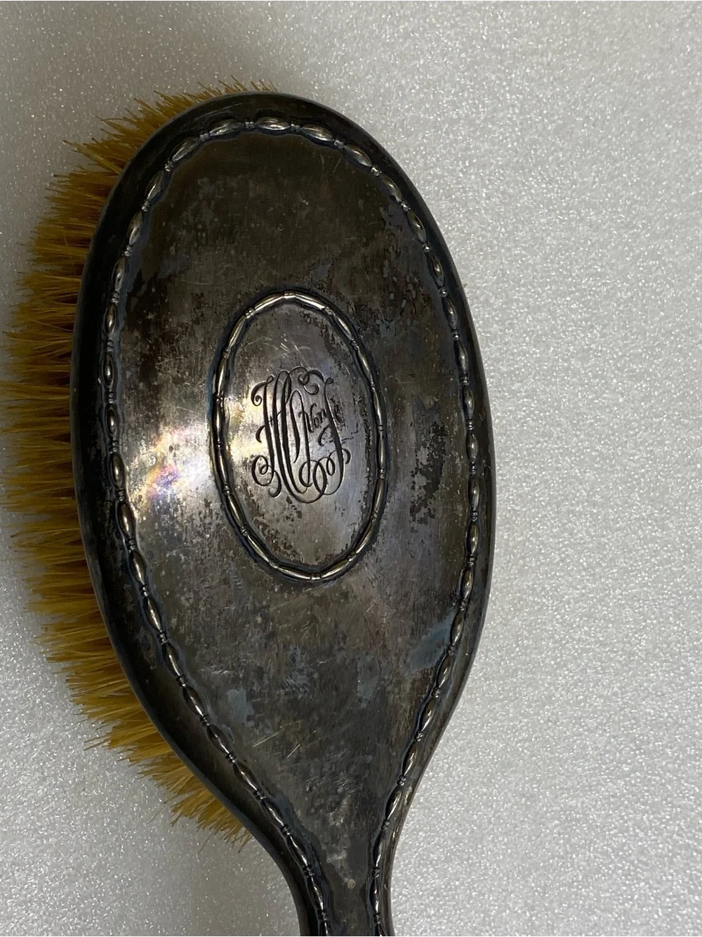 Antique TIFFANY & Co Sterling Silver Hair Brush 19th Century Monogram: HCF VON